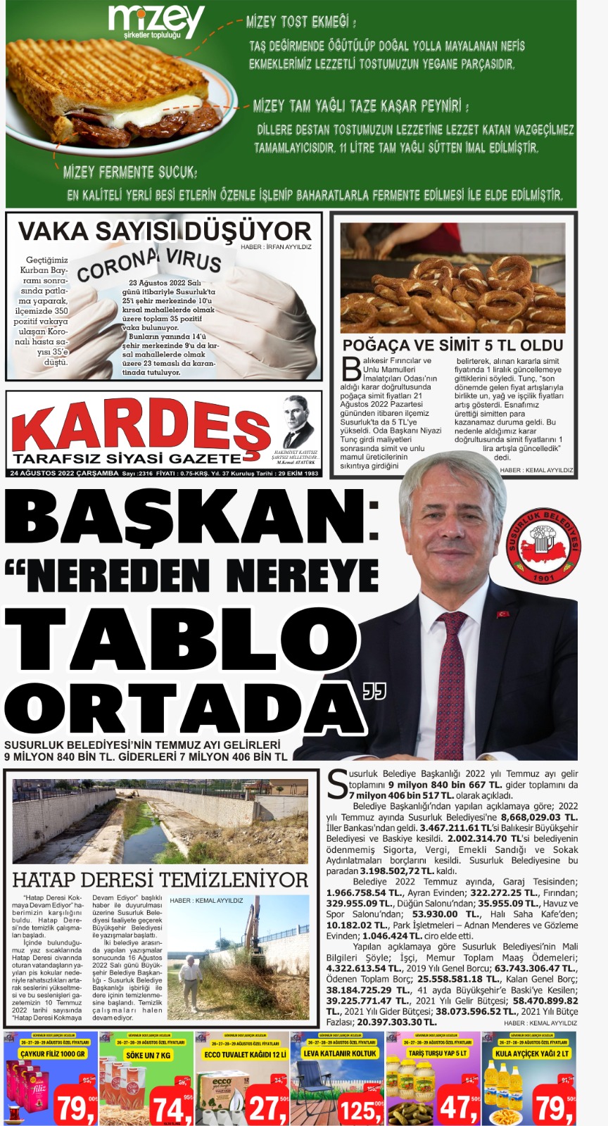 24.08.2022 Tarihli Kardeş Gazetesi