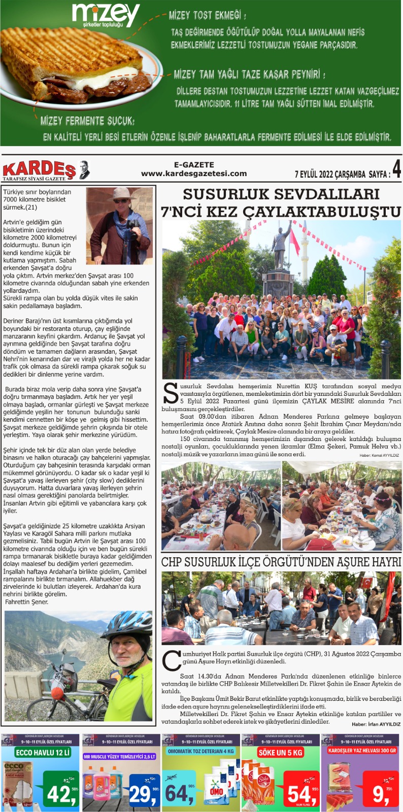 7.09.2022 Tarihli Kardeş Gazetesi Sayfa 4