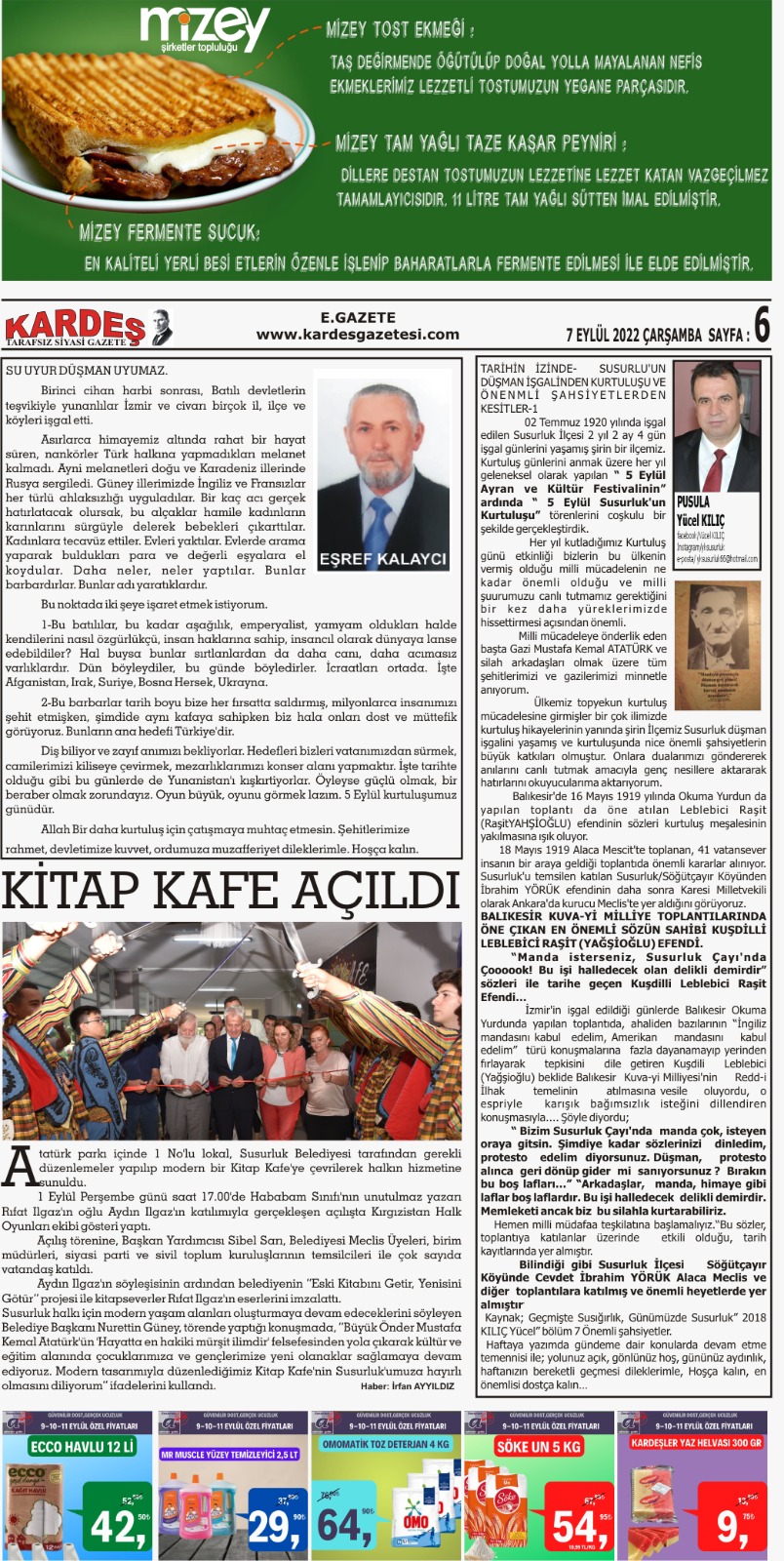 7.09.2022 Tarihli Kardeş Gazetesi Sayfa 6