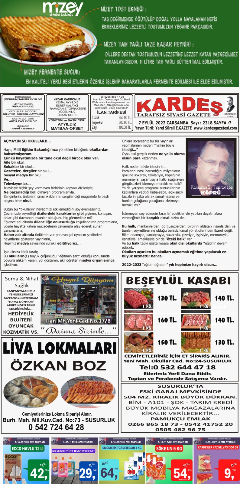 7.09.2022 Tarihli Kardeş Gazetesi Sayfa 7
