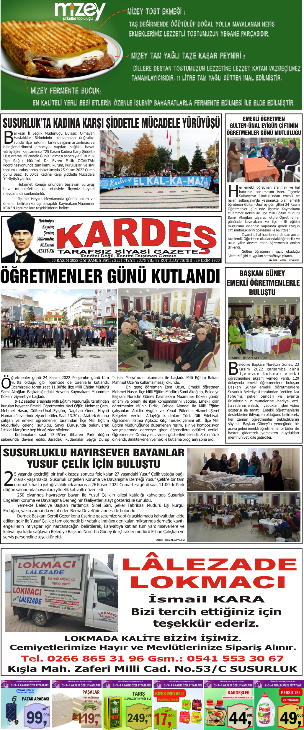 30.11.2022 Tarihli Kardeş Gazetesi