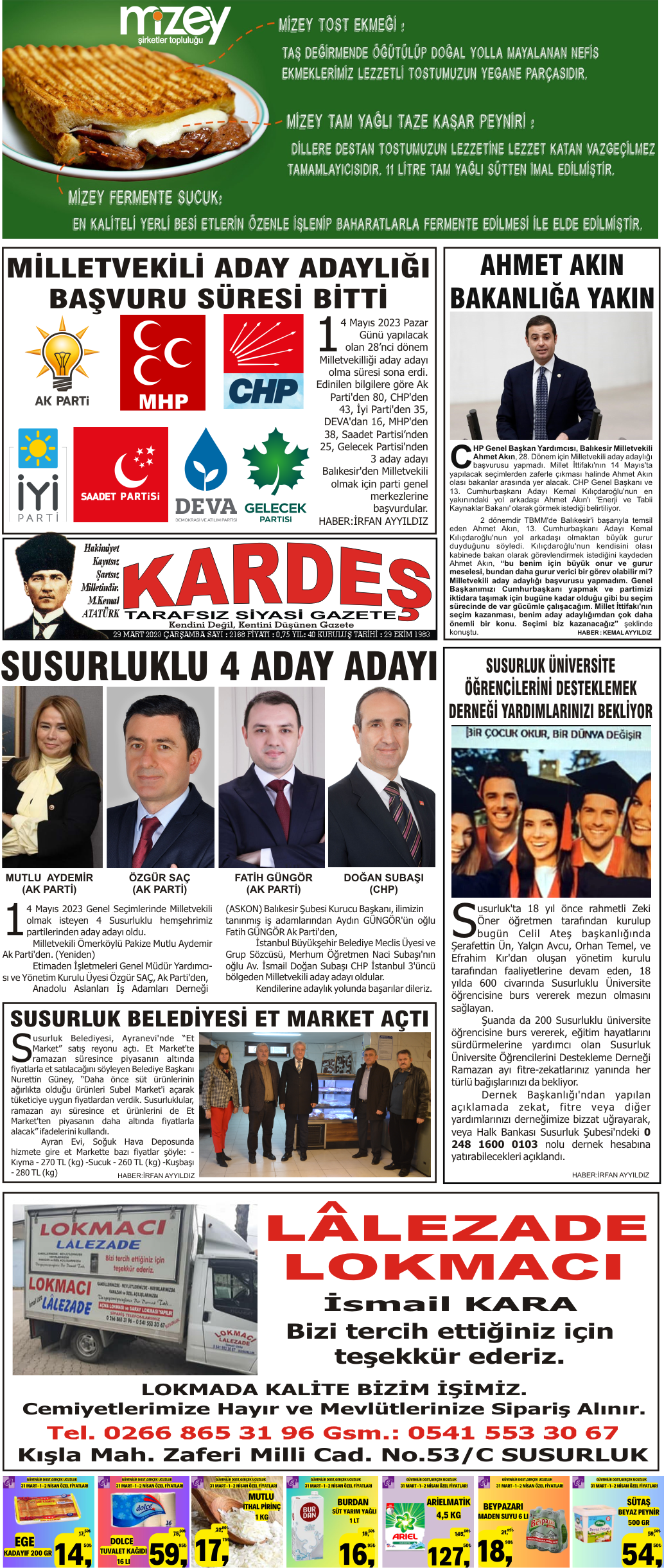 29.03.2023 Tarihli Kardeş Gazetesi