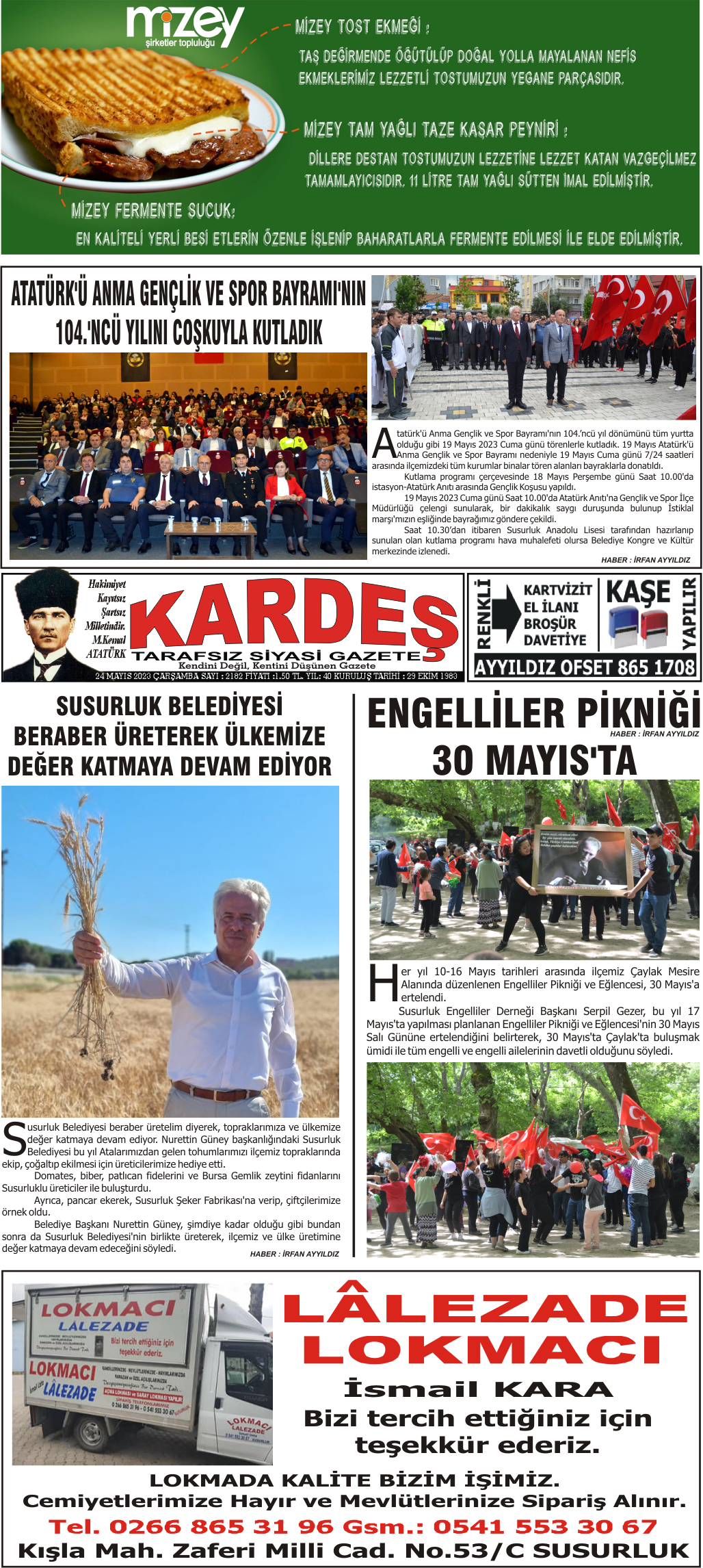 24.05.2023 Tarihli Kardeş Gazetesi